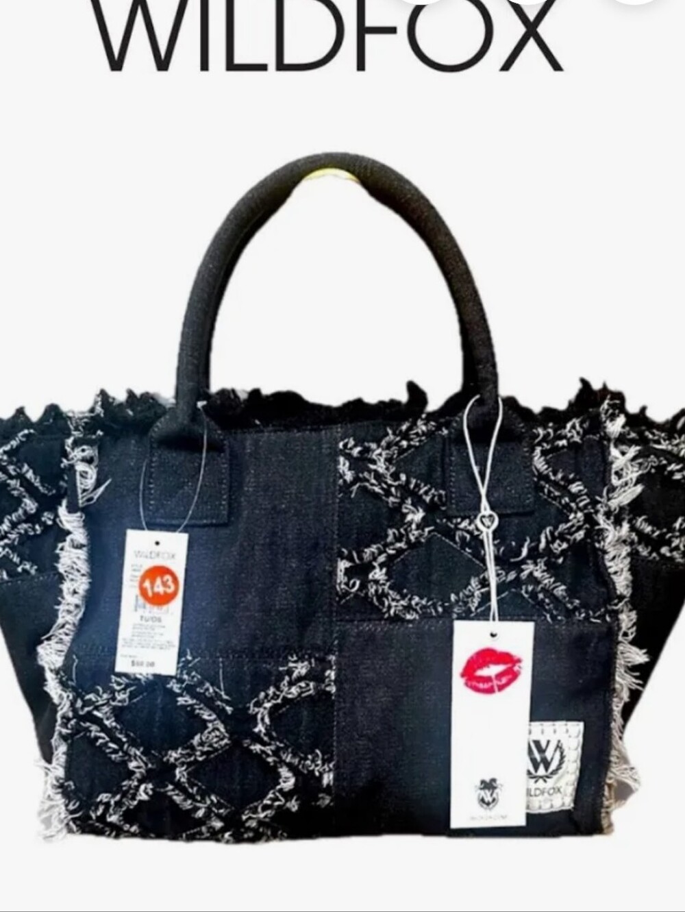 WildFox Black Denim Totebag NWT